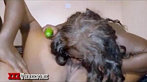 XXX Threesome BBW Ladies Experiment with Huge Cucumber