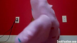 Look at these cute feet in socks teasing