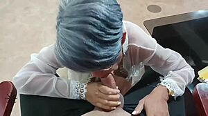 A very nice stepsister with a perverted mouth accommodates her old husband in taboo homemade.