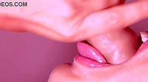 Beautiful step sister receives intense facial close up