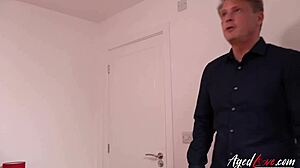 Mature milf with big tits seduced in real estate, getting a hardcore blowjob and fucking