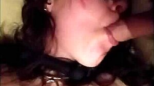 esclave sara humiliated in bdsm slave blowjob with cum in mouth