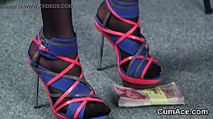 Nasty centerfold gulps jizz load!