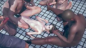 skinny gang bang in 3d anime hentai