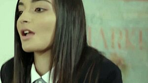 i lick that blonde college babe's pussy in the office with my big tits