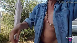 hey, check nippleringlover kinky mom with extreme pierced nipples outdoors