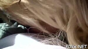 Pounding shaved pussy!