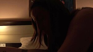 I give passionate blowjob to virgin boyfriend with big tits at night club, then fuck him hard as elite slut friend