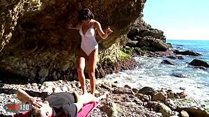 Hardcore Beach Action with Young Spanish 18+ Girl Eve Silver