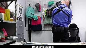 I show my big tits to the security officer at work