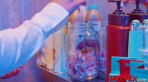 Public Bathroom Babe Attendant Joins Swinger Couple in Group Fucking