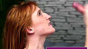 Adorable British Redhead Gets Facial Cumshot on Small Tits!