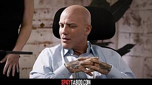 pervy stepdad lets stepson bang his hot secretary right in the office.