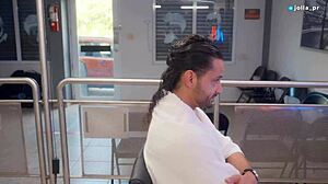 slutty latina stylist fucks client during haircut