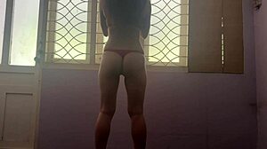 Fine big ass Colombian girl works out her curvy body at home