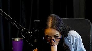 Alice Vasconcelos shows blowjob, tits, and pussy despite spit hesitation.