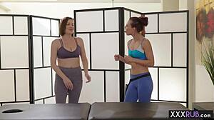 this petite teen massaging a redhead milf is hot 🔥