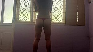 Fine big ass Colombian girl works out her curvy body at home