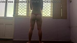 Fine big ass Colombian girl works out her curvy body at home