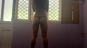 Fine big ass Colombian girl works out her curvy body at home