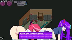 Redhead step sister bent over in doggystyle threesome with best friend and step bro.