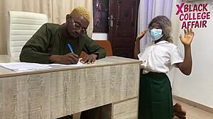 Ebony teen begs teacher for discipline with monster cock