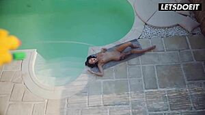 horny teen 18+ licks bff's pussy by the pool, pure ukrainian heat - letsdoeit