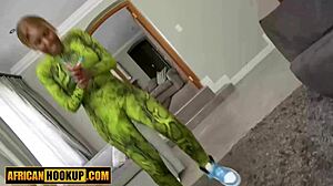 ebony dancer rides white cock at audition