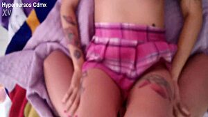 She pulled her thong aside under the miniskirt for a deep creampie.