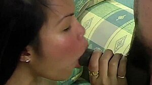 threesome with sexy asian mom riding monster cock in fishnets