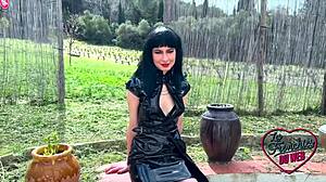 lucifera gets filled by two guys in a steamy threesome, brunette beauty with big tits