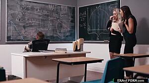 Milf teachers stumbled on a colleague jerking off in class