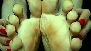 Small 18+ feet mistress in boots dominates with polish