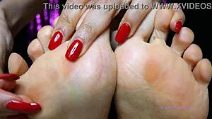 Small 18+ feet mistress in boots dominates with polish