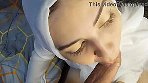 Arab Muslim Woman Sucks Expertly and Begs for More on Her Face