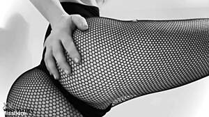 Fishnet Tights Ass And Feet Tease In Black And White