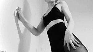 Fishnet Tights Ass And Feet Tease In Black And White