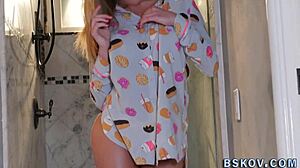 Blonde pornstar gets roughly fucked and cumshot.