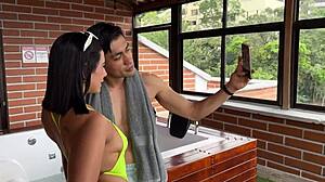 cheating wife latina with huge ass gets hard fucked by big guy in spa