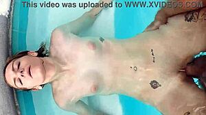 hazel haze fucks and sucks cock by the poolside