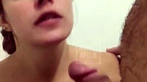 I watch my princess get deepthroat in shower and cum on face