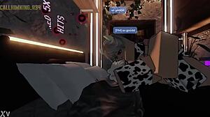 Fucking a cowgirl in Roblox game with riding action 😈