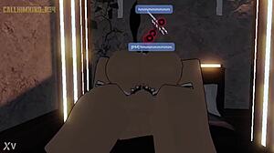 Fucking a cowgirl in Roblox game with riding action 😈