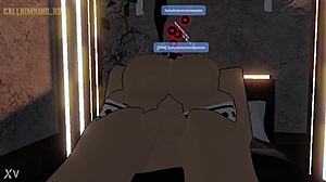 Fucking a cowgirl in Roblox game with riding action 😈