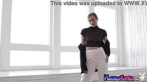 Bombastic Czech teen Stacy Cruz reveals big natural tits in solo striptease!