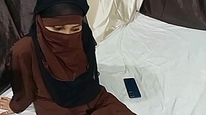 Hot Naughty Muslim Sister Lifts Hijab on Bed for Stepbrother Fuck