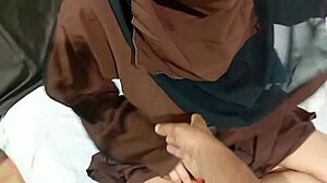 Hot Naughty Muslim Sister Lifts Hijab on Bed for Stepbrother Fuck