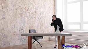 Bombastic Czech teen Stacy Cruz reveals big natural tits in solo striptease!