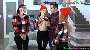 FamilyOrgasm - Teen 18+ Plows Step Dad with Redhead Babe at Group Meeting