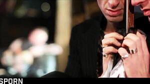 sensual fmm threesome with elegant brunette milf